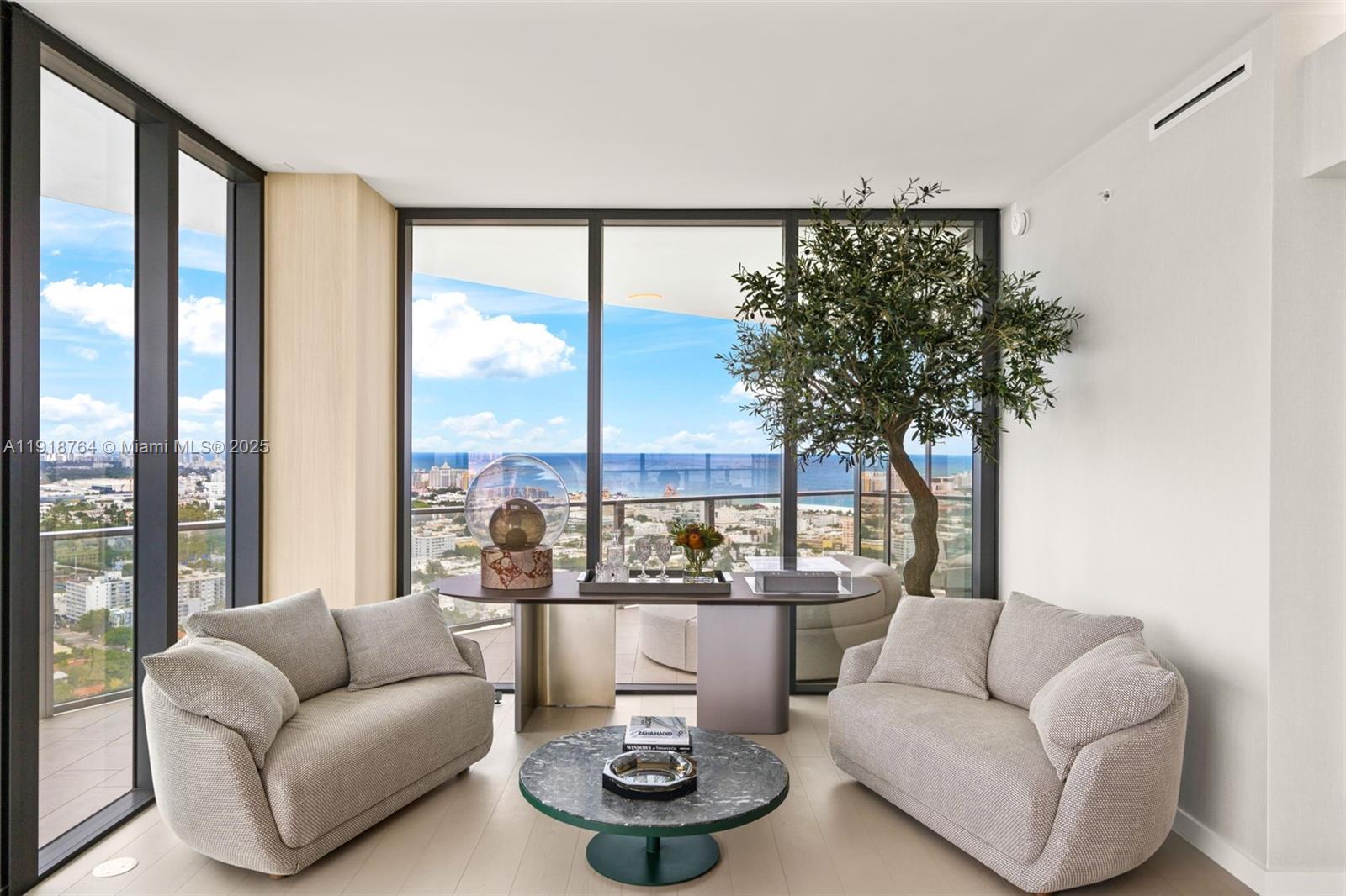 500 Alton Road, Unit 3402 03 Miami Beach, FL 33139 - Photo 10 of 77 a living room with furniture and a large window