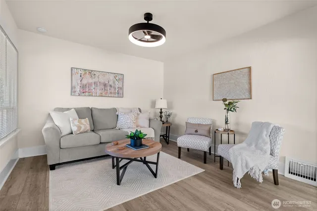 a living room with furniture