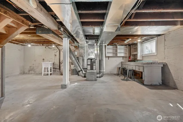 a view of a hallway with seating area