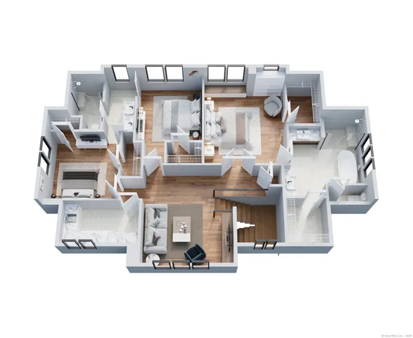 a living room filled with furniture