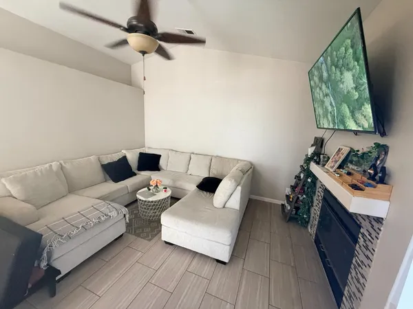 a view of a backyard of the house