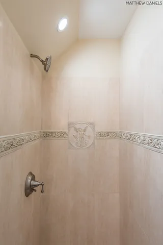 a view of a room with racks on the wall