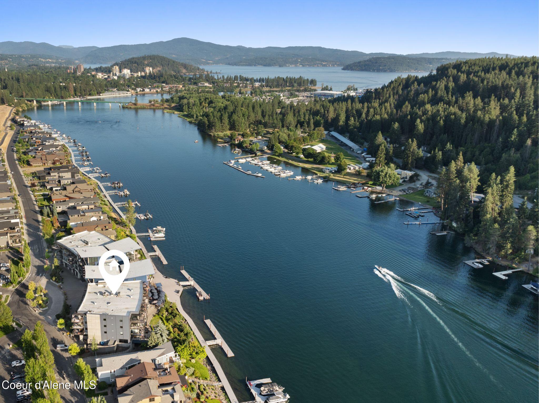 1950 Bellerive Lane, Unit 310 Coeur D'Alene, ID 83814 - Photo 2 of 56 Aerial back of building and river