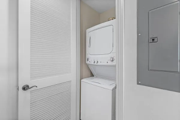 a close up view of washer and dryer