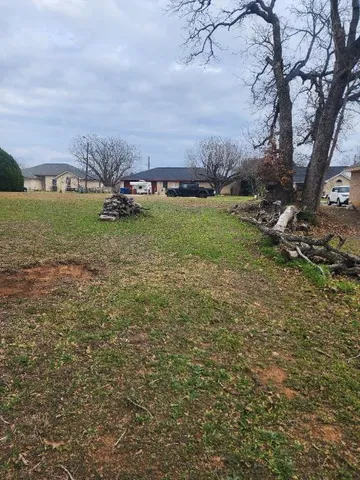 a backyard of a house with lots of green space