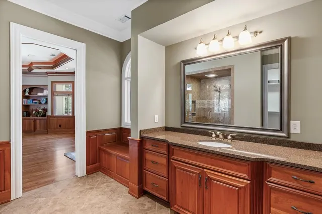 a view of a swimming pool with a patio