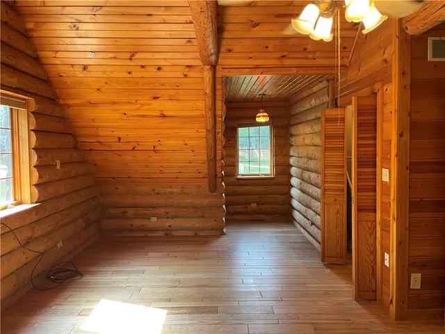 a view of a fireplace in the room