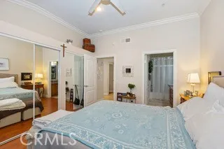 a bed room with a bed and a couch