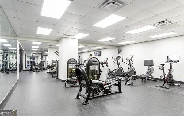 a view of a room with gym equipment