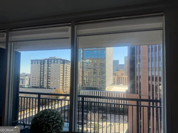 a view of a porch of a house