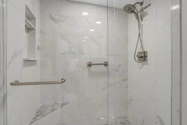 a bathroom with a shower