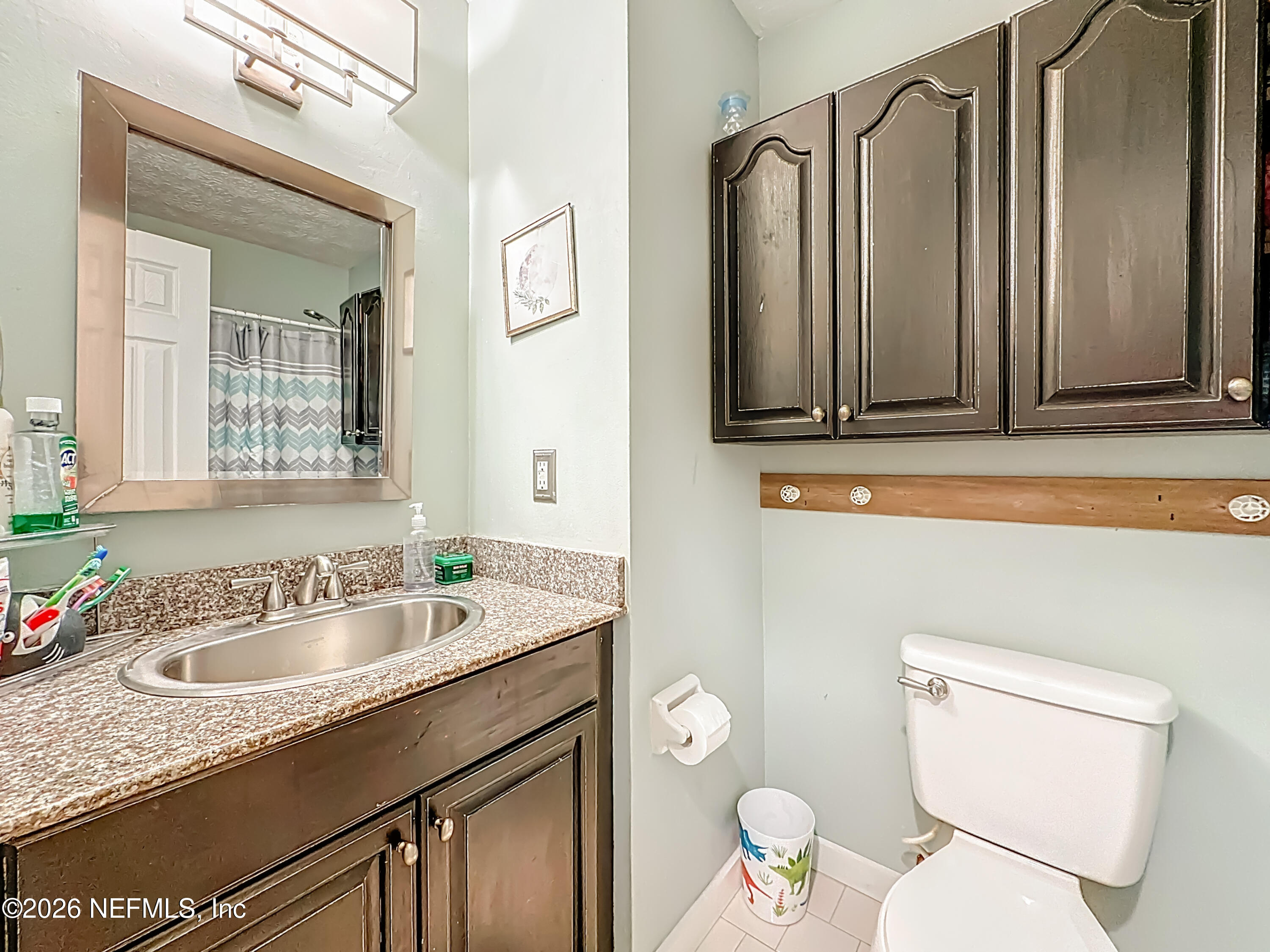8302 Cassie Road Jacksonville, FL 32221 - Photo 32 of 46 a bathroom with a sink a toilet and a mirror