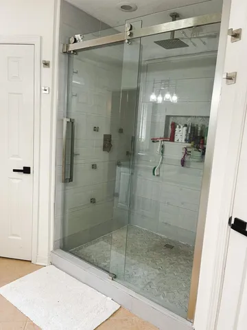 a bathroom with a shower