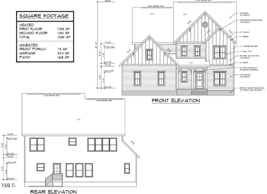 7331 Shawan Road Wendell, NC 27591 - Photo 1 of 3 Front/Rear Elevation