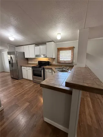 a kitchen with lots of counter top space