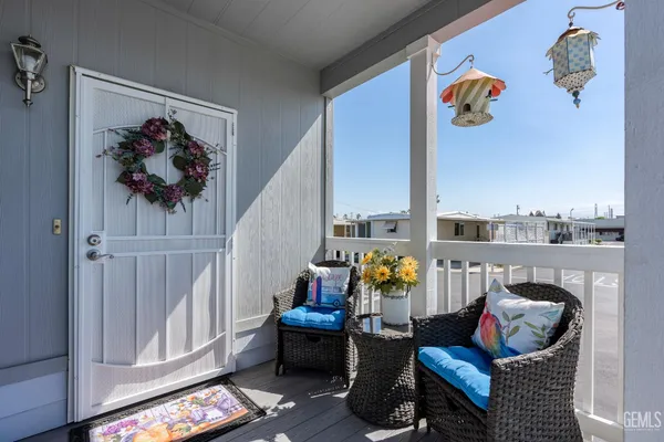a outdoor living space with furniture