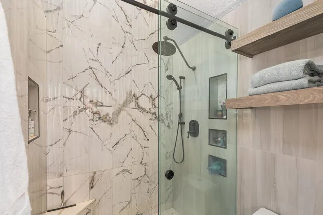 a bathroom with a shower