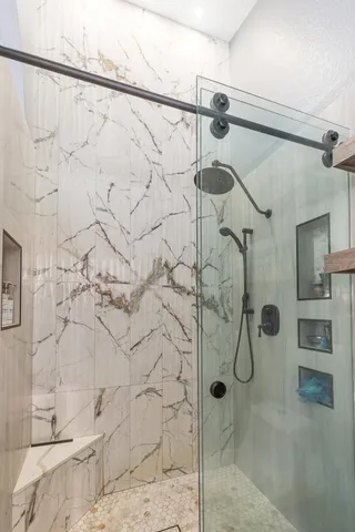 a bathroom with a shower