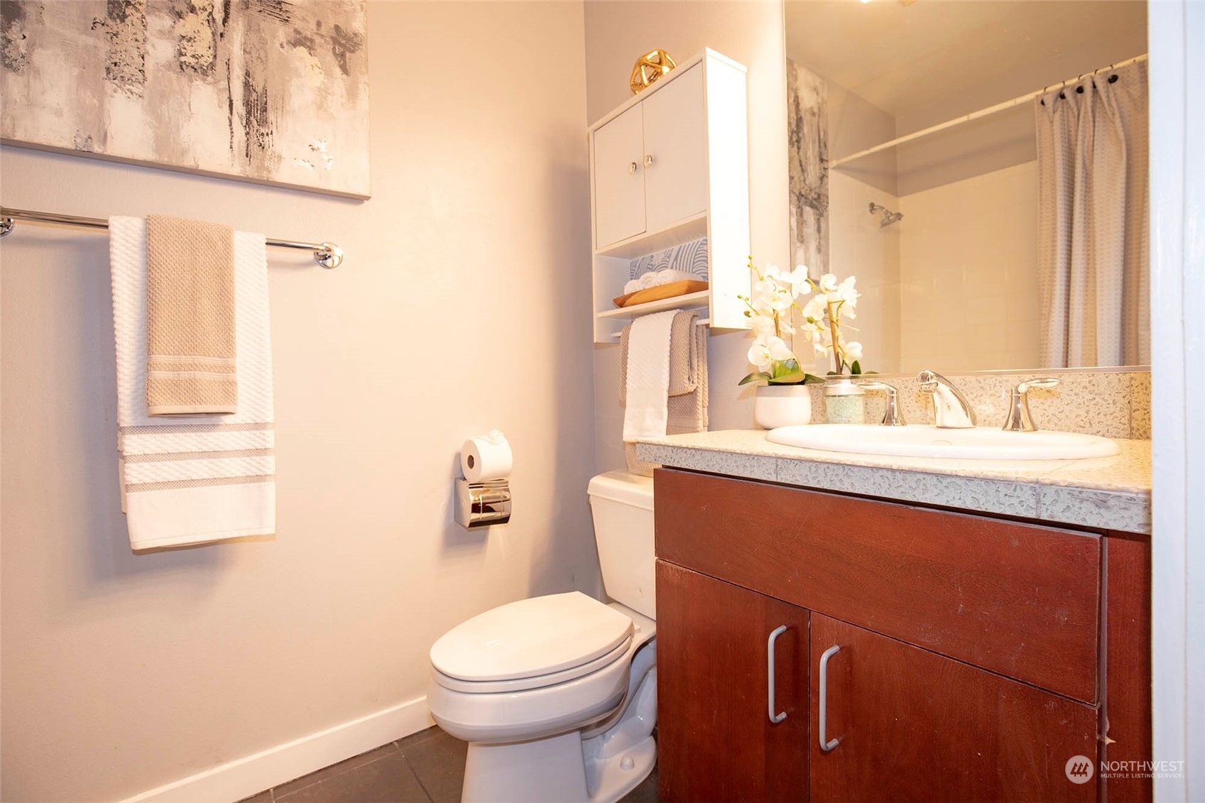 655 Crockett Street, Unit B304 Seattle, WA 98109 - Photo 16 of 35 a bathroom with a sink a toilet and a mirror