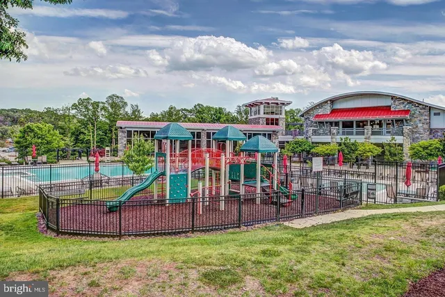 a childrens park with lots of buildings
