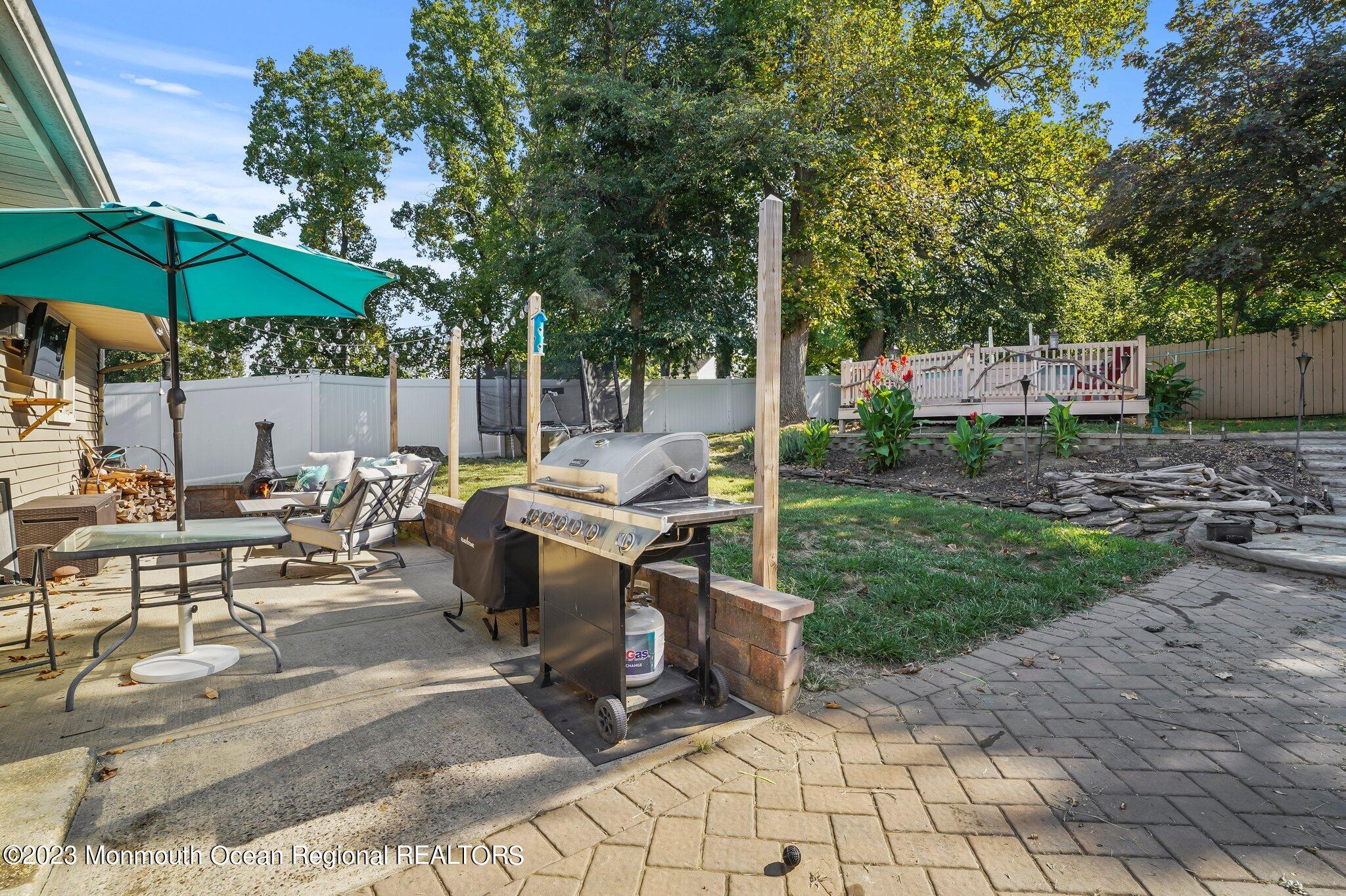 819 Shore Concourse Keyport, NJ 07735 - Photo 20 of 26 a view of a patio with chairs and tables under an umbrella