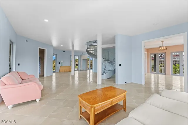 a view of an entryway with a chandelier