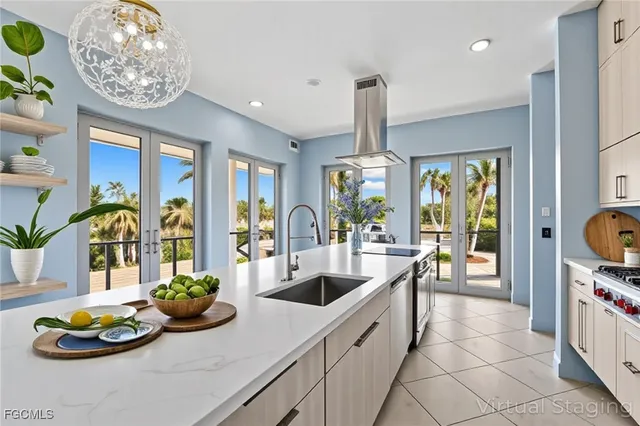 a kitchen with a table and chairs in it