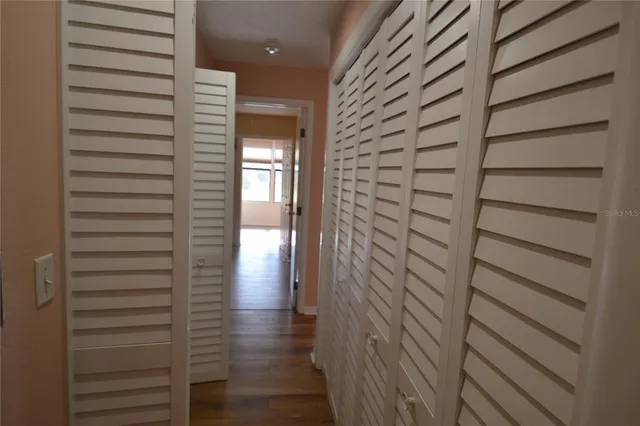 a view of wooden door