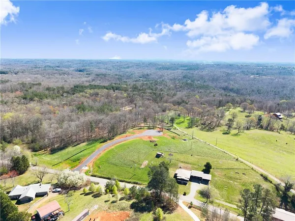 an aerial view of a residential houses