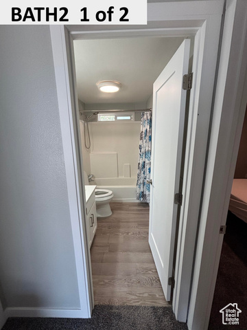 335 Memorial Park Road Henefer, UT 84033 - Photo 14 of 51 Full bathroom featuring vanity, shower/bathtub combination with dark wood-type flooring