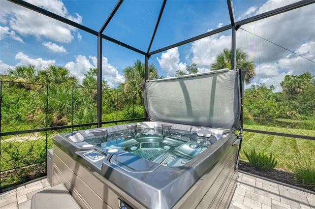 a wooden floor with a tub