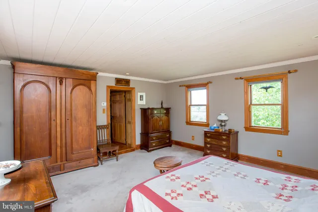 a backyard of a house with lawn chairs plants and tree