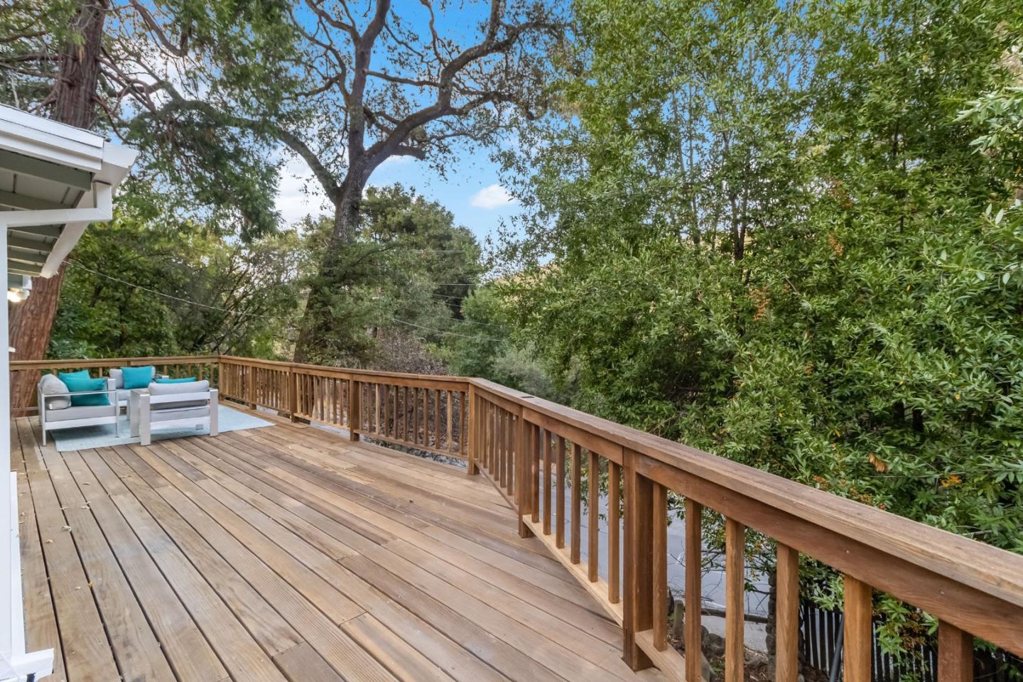 1019 Los Trancos Road Portola Valley, CA 94028 - Photo 7 of 63 a view of balcony with wooden floor and fence