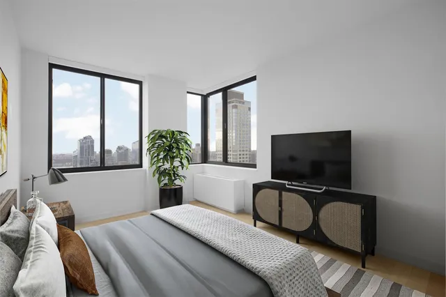 an empty room with windows