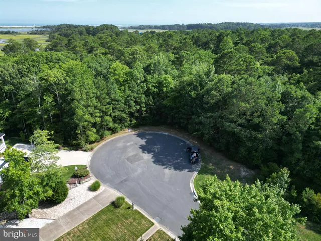 an aerial view of a house with a yard and trees