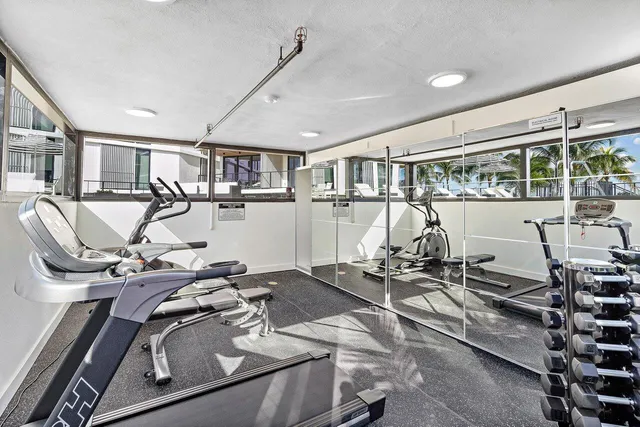 a room with gym equipment