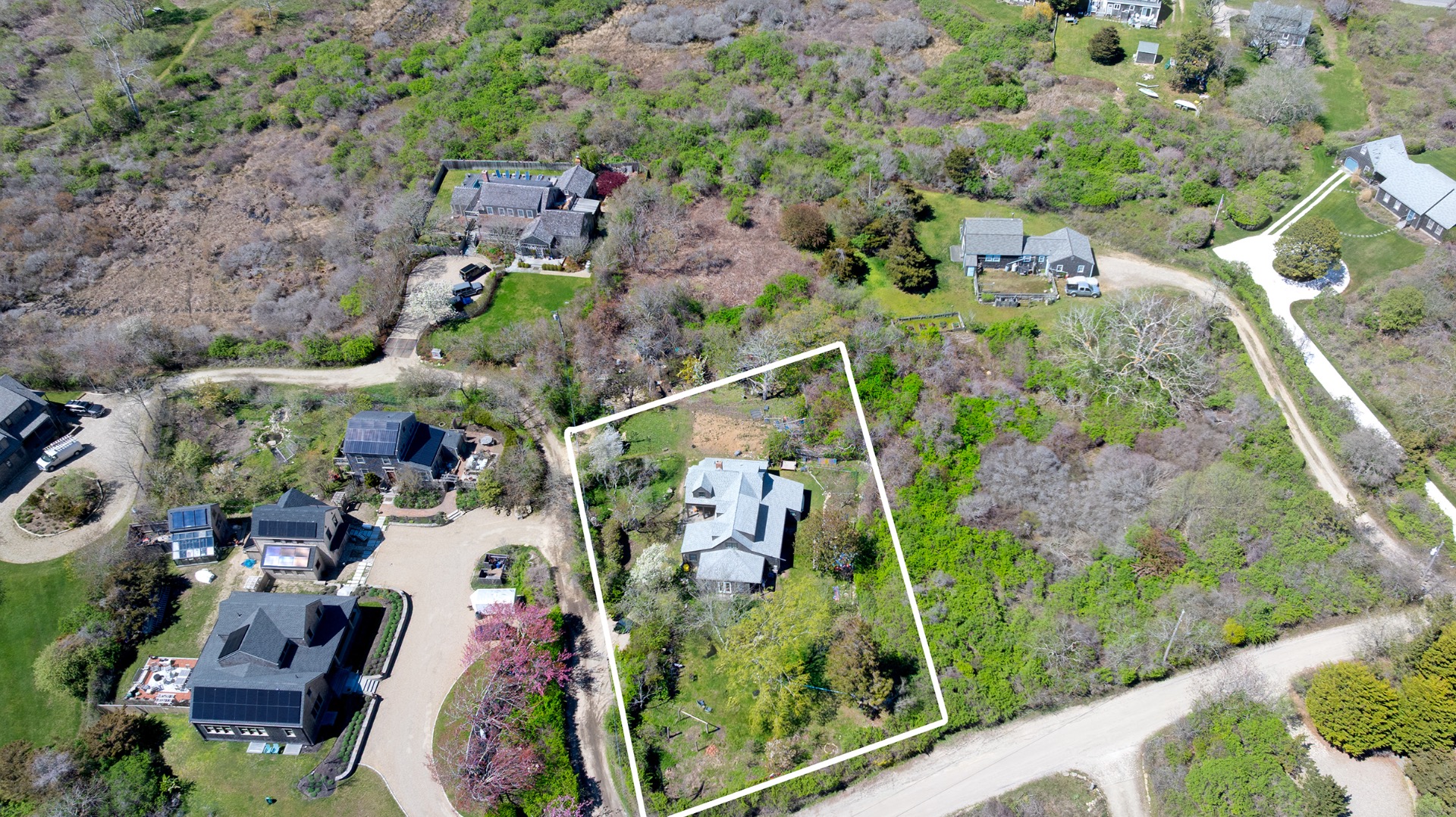 23 Dukes Road Nantucket, MA 02554 - Photo 3 of 6 an aerial view of a house with a yard