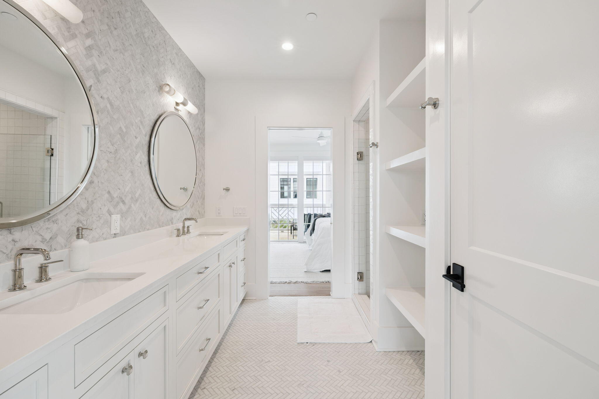 8978 East County Highway Inlet Beach, FL 32461 - Photo 59 of 116 a spacious bathroom with a double vanity sink mirror double and shower