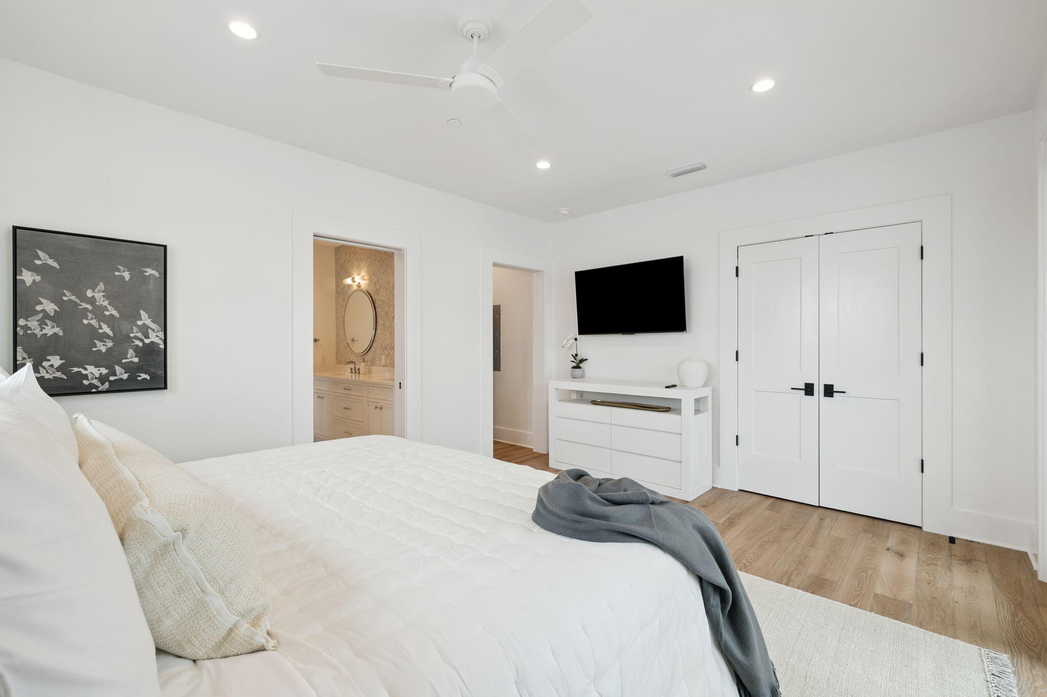 8978 East County Highway Inlet Beach, FL 32461 - Photo 62 of 116 a bedroom with a bed and a flat screen tv