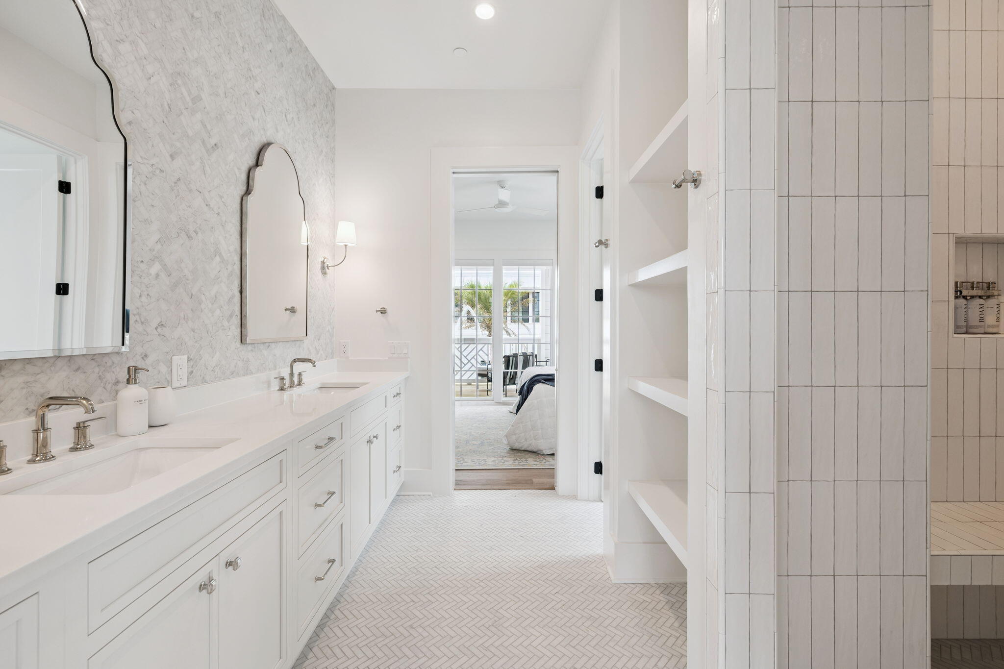 8978 East County Highway Inlet Beach, FL 32461 - Photo 99 of 116 a spacious bathroom with a double vanity sink and a mirror