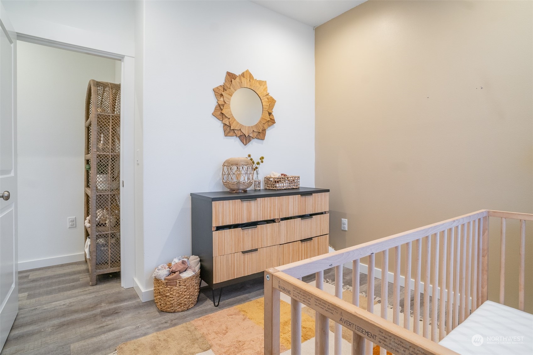 703 D Street Vader, WA 98593 - Photo 37 of 39 a bedroom with a bed and wooden floor