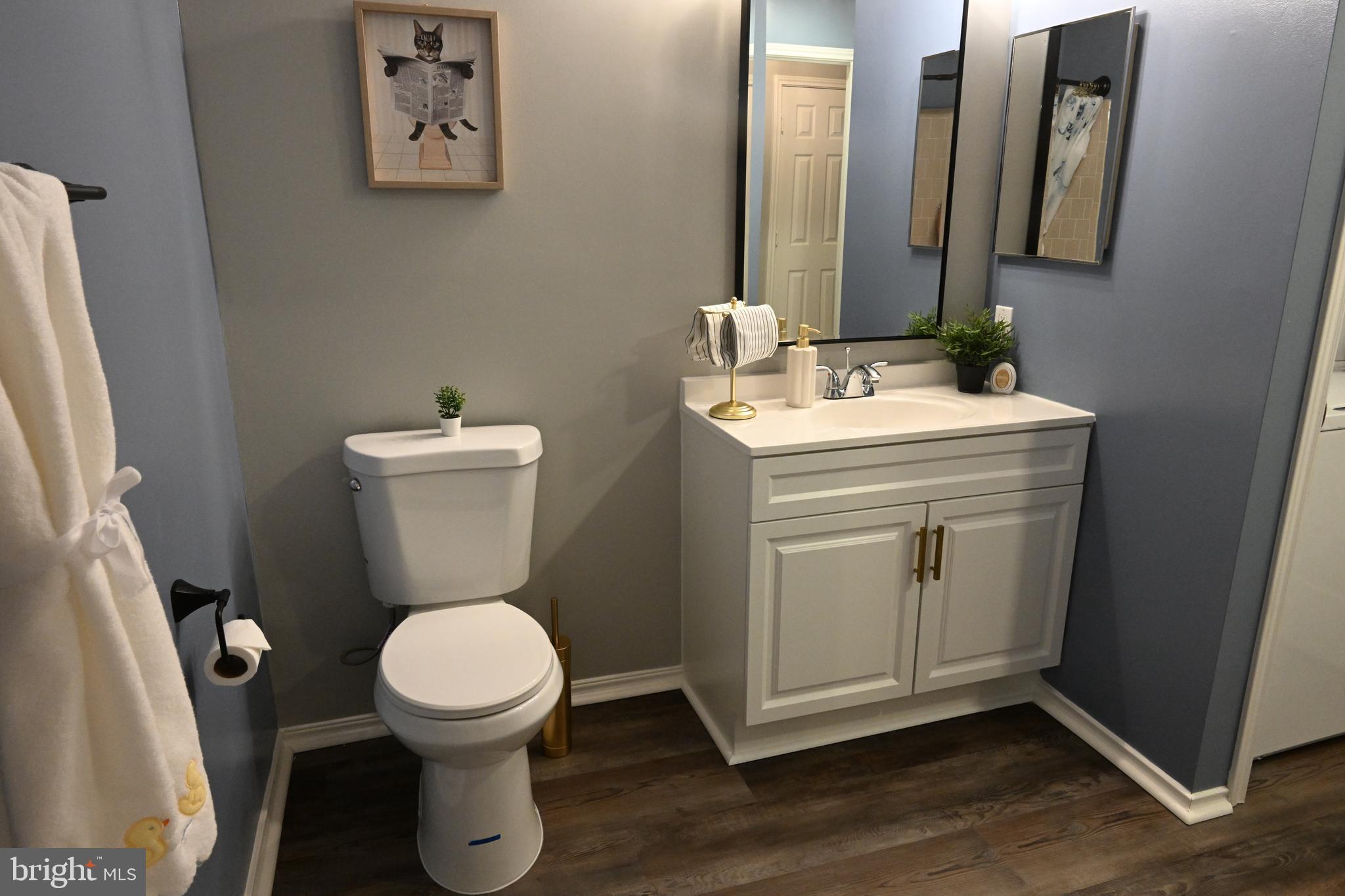 20965 Timber Ridge Terrace, Unit 304 Ashburn, VA 20147 - Photo 46 of 61 a bathroom with a toilet sink and mirror