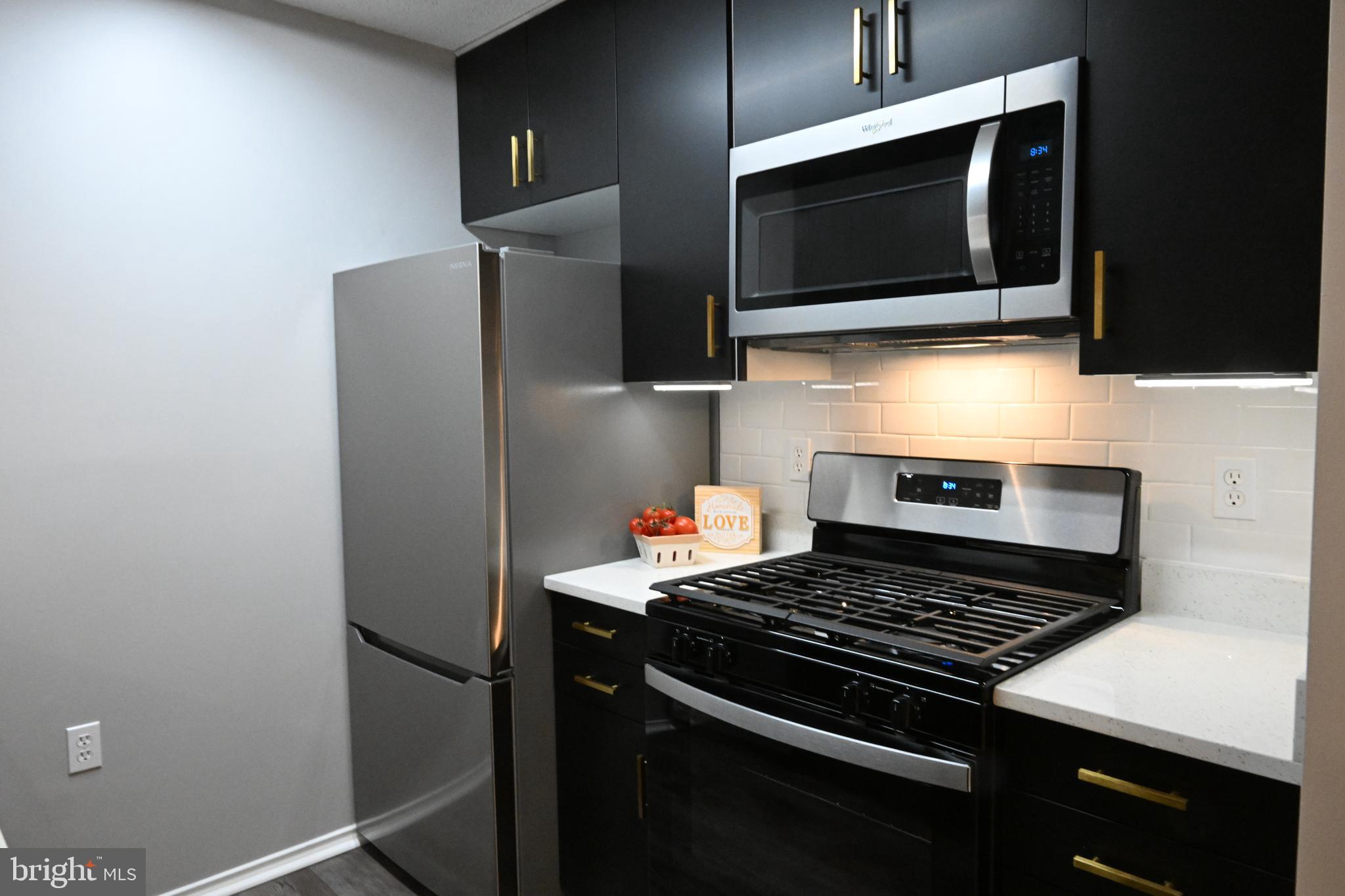 20965 Timber Ridge Terrace, Unit 304 Ashburn, VA 20147 - Photo 10 of 61 a kitchen with a stove and a microwave