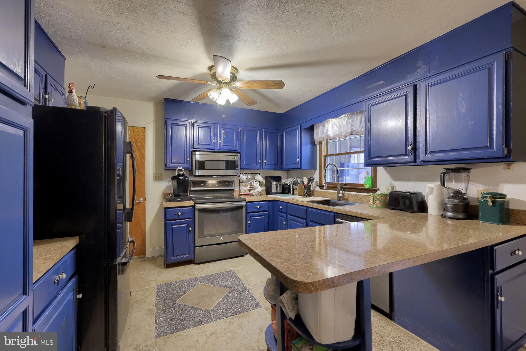 1019 Spring Valley Road Quarryville, PA 17566 - Photo 9 of 36 Vibrant blue kitchen with modern appliances.