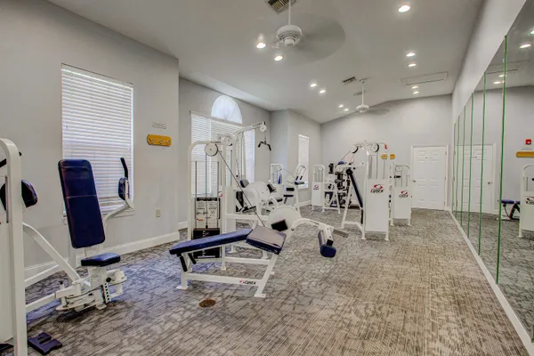 a view of a room with gym equipment
