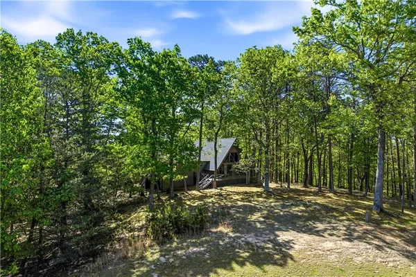 an aerial view of a house