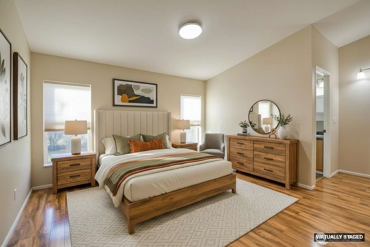 4687 Wishkah Road Aberdeen, WA 98520 - Photo 12 of 29 a bedroom with a bed and wooden floor