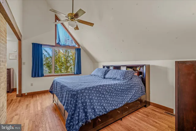 an aerial view of a house