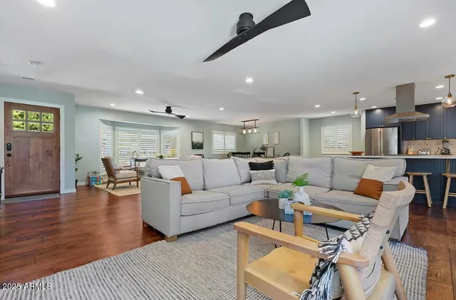 a living room with furniture