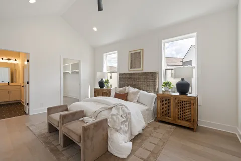 a bed room with a bed and a couch